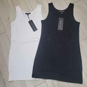 BUNDLE Base Level Women's Yamin Longline Sleeveless Tank Tops 6 Black White NEW